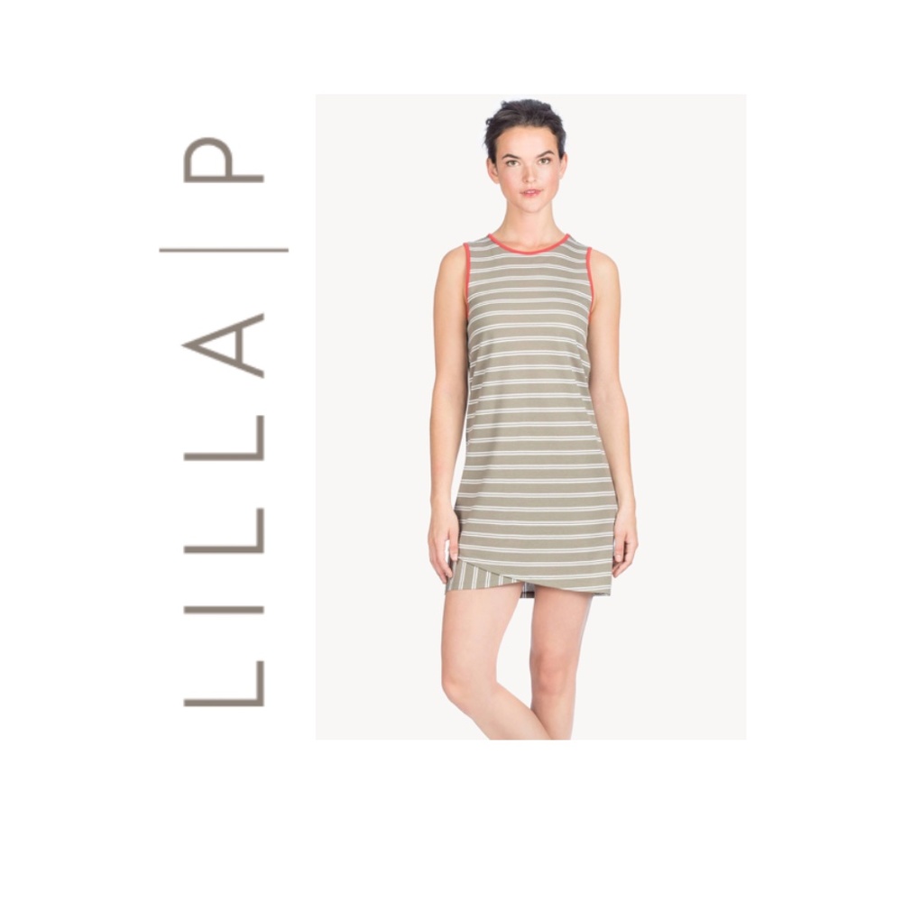 Lilla P Women's  Striped Pique Dresses Crossed Hem Dress size M